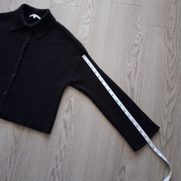 Reformation Frida Rib Knit Recycled Cashmere Collared Cardigan Black S - Picture 11 of 15